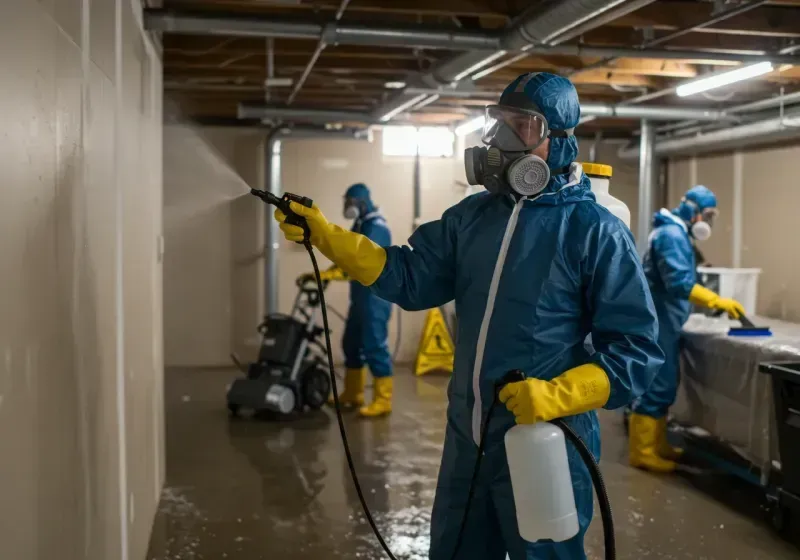 Basement Sanitization and Antimicrobial Treatment process in Trafalgar, IN