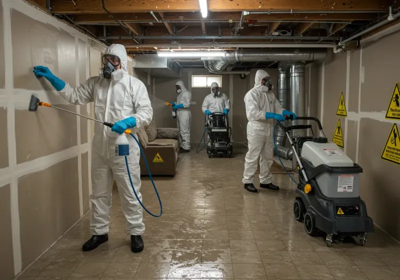 Basement Moisture Removal and Structural Drying process in Trafalgar, IN